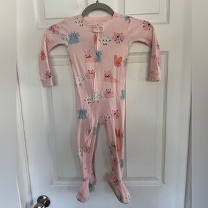 Carter's Pink Monster Print Footed One-Piece Pajamas